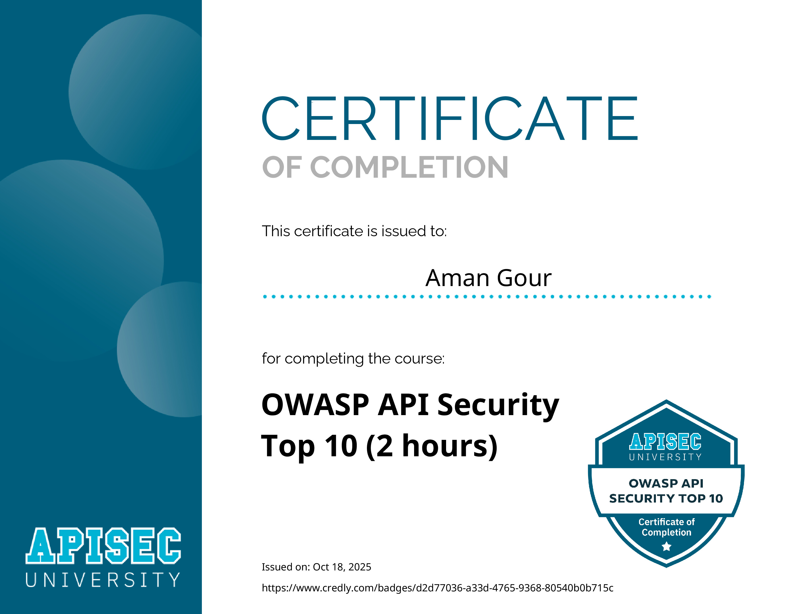 OWASP API Security Certificate
